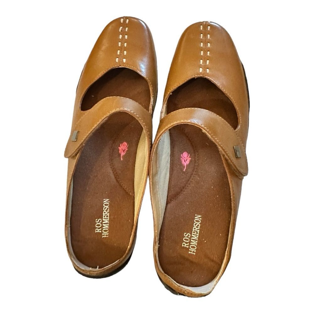 Ros Hommerson Women's Candice Leather Mary Jane Tan Brown Flats shoes sz 8.5 SS - Picture 6 of 7
